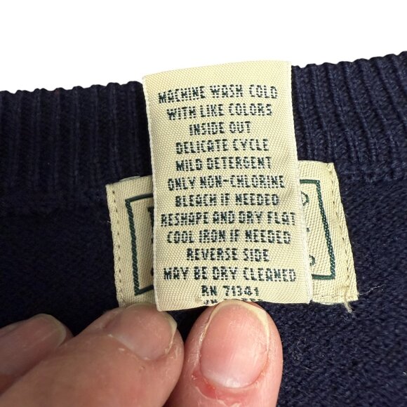 EUC Men's L.L. BEAN Vintage Lambswool V-neck Navy Sweater Vest | Size XXL - Picture 6 of 6